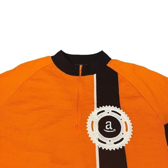Woolistic AMAZON ORANGE WOOL Cycling Jersey Merino Sewn Logos bike rare XL women - Picture 2 of 8